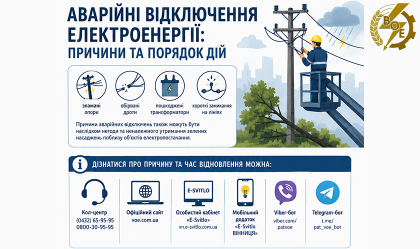 АТ «Вінницяобленерго» – особистий кабінет, передати покази лічильника, кол-центр 0 (800) 30-95-95 Новини_7